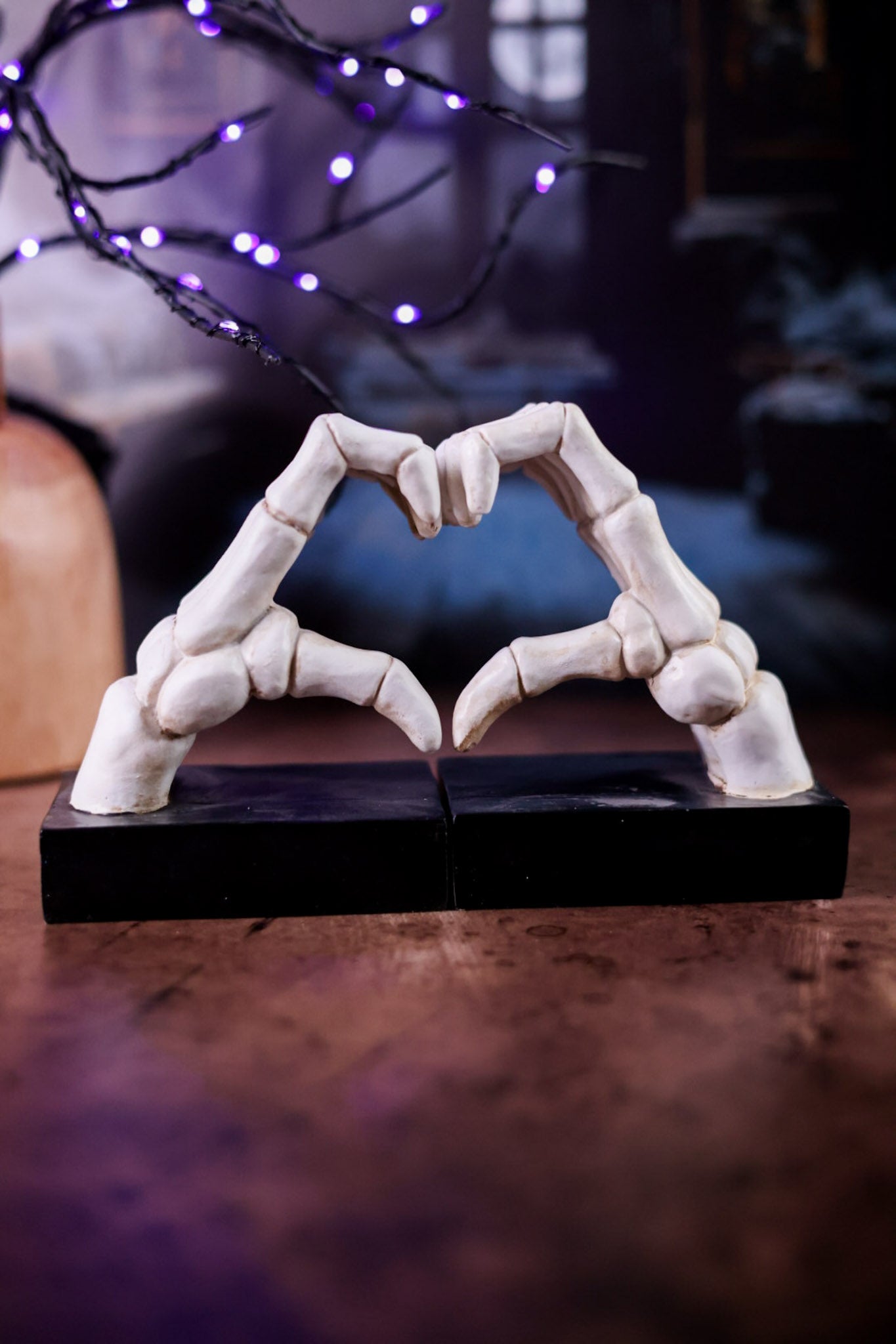 Set of Two Skeleton Heart Hand Bookends