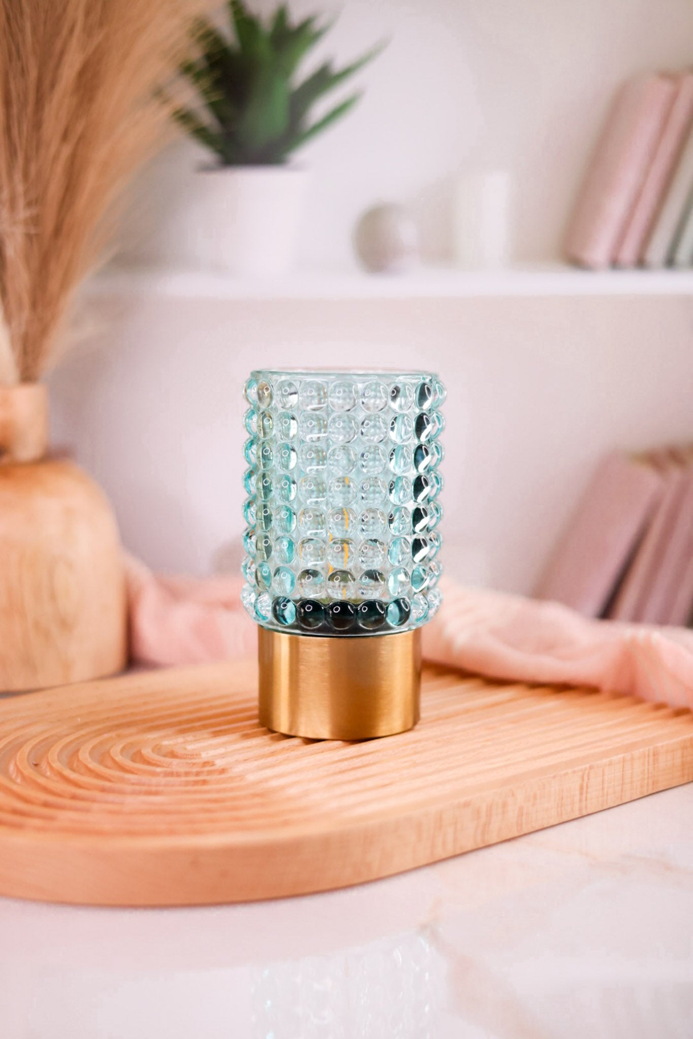 Blue Hobnail Glass Accent Light