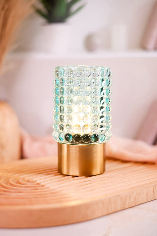 Blue Hobnail Glass Accent Light