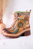 Carnivale Colorful Leather Boots With Platform Heel