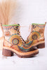 Carnivale Colorful Leather Boots With Platform Heel