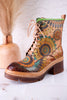 Carnivale Colorful Leather Boots With Platform Heel