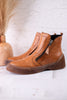 The Kelko Camel Leather Zippered Booties