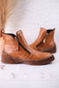 The Kelko Camel Leather Zippered Booties