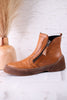The Kelko Camel Leather Zippered Booties