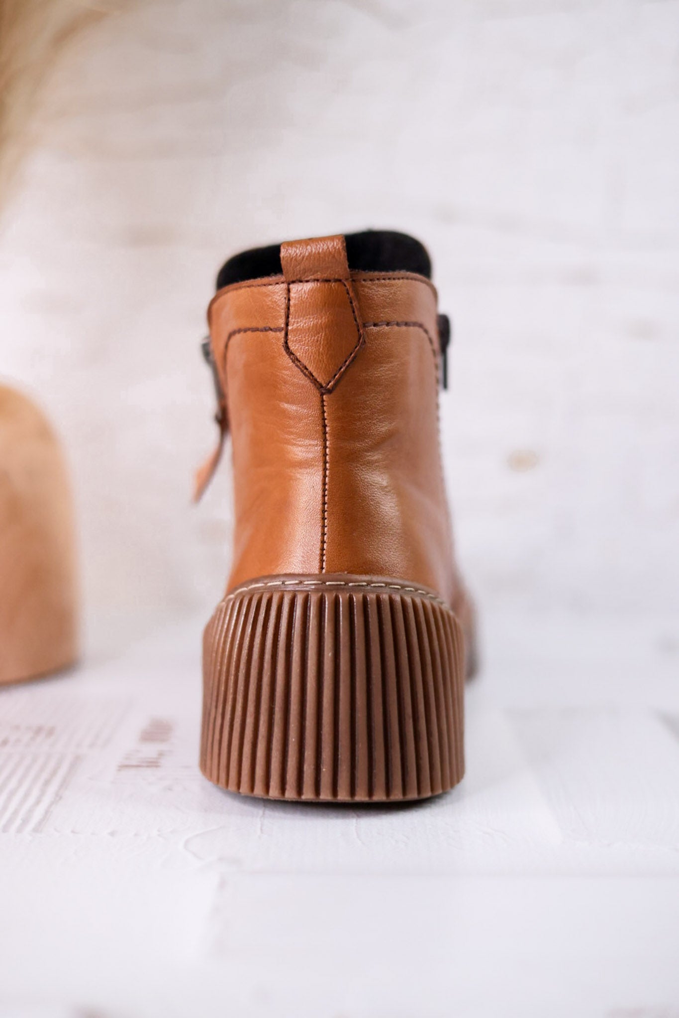 The Kelko Camel Leather Zippered Booties