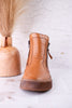 The Kelko Camel Leather Zippered Booties