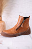 The Kelko Camel Leather Zippered Booties