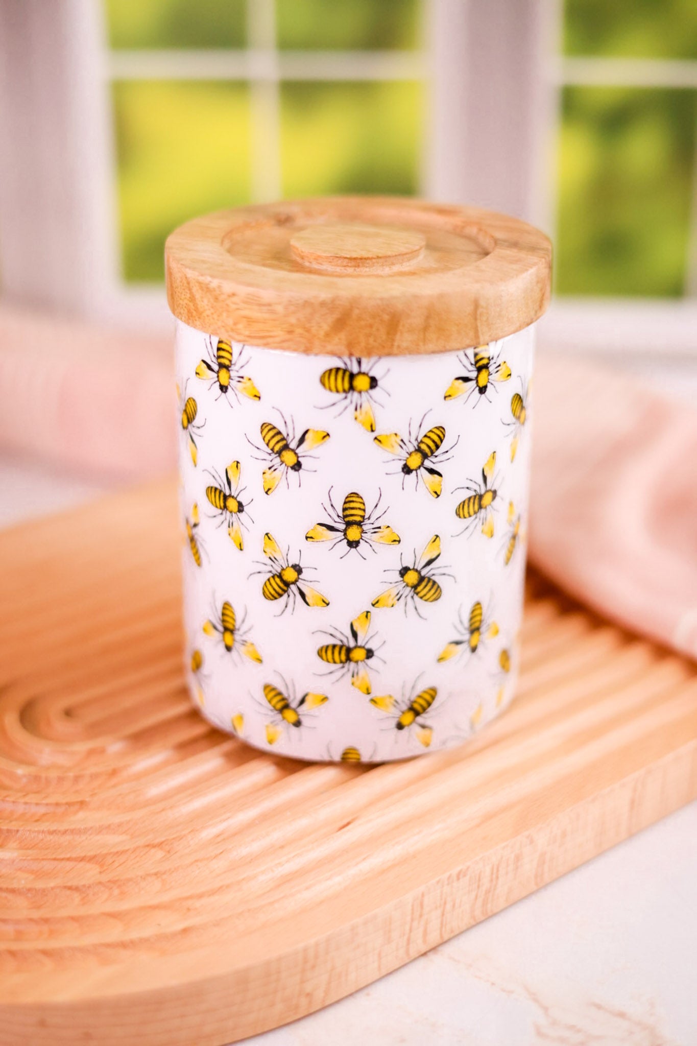 Bee Enameled Wood Containers (3 Sizes)