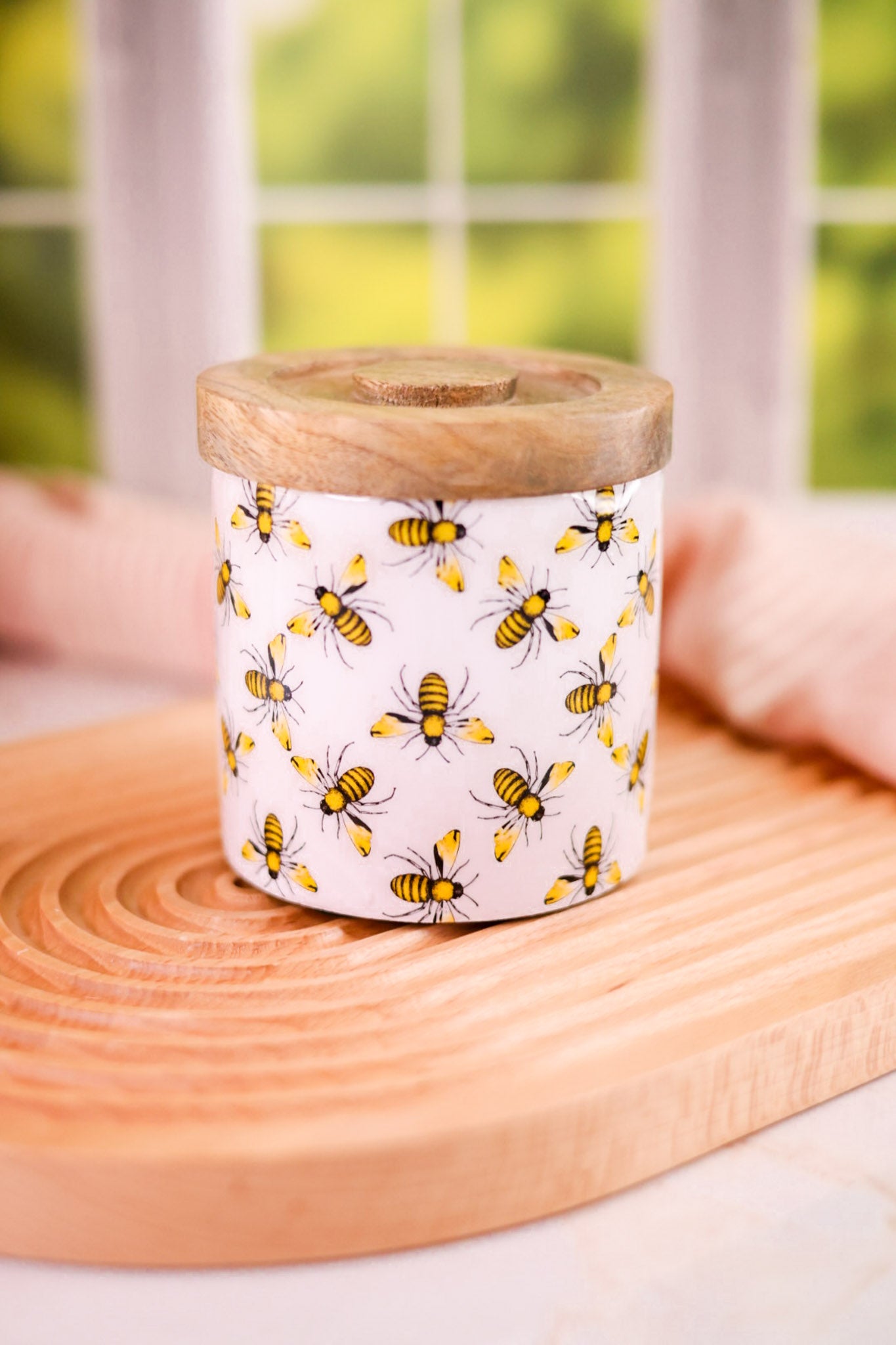 Bee Enameled Wood Containers (3 Sizes)
