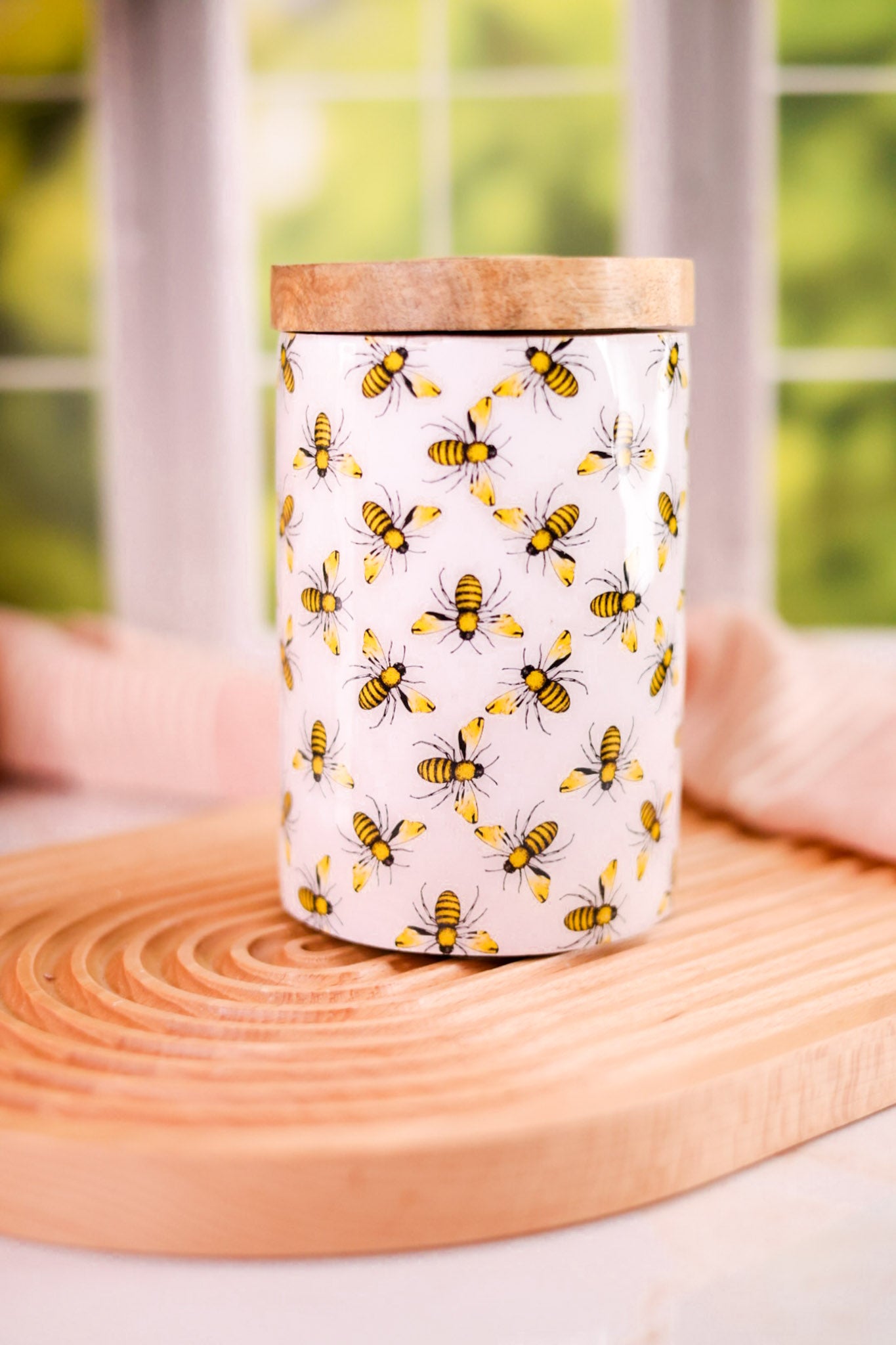 Bee Enameled Wood Containers (3 Sizes)