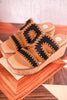 The "Tracie" Black & Tan Slide Sandal