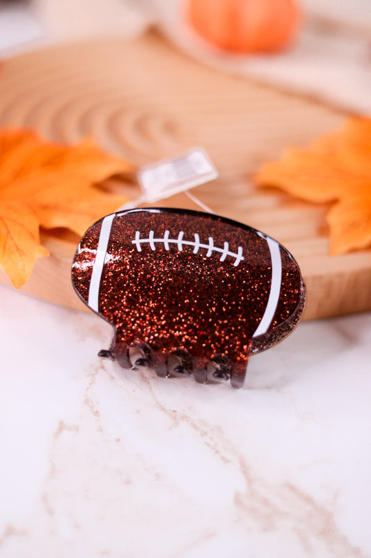 Glittery Football Claw Clip