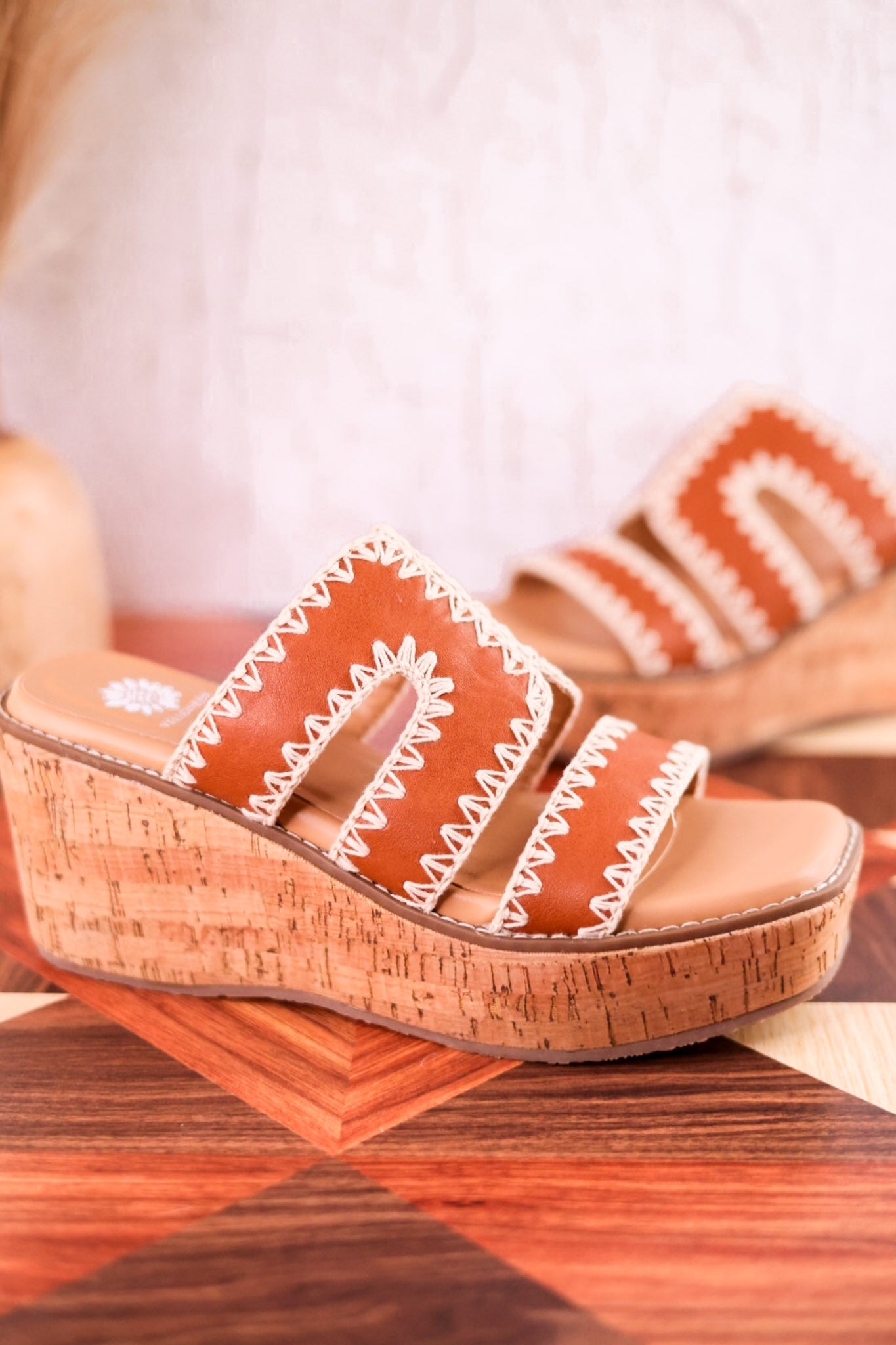 The "Tracie" Tan & Cream Slide Sandal