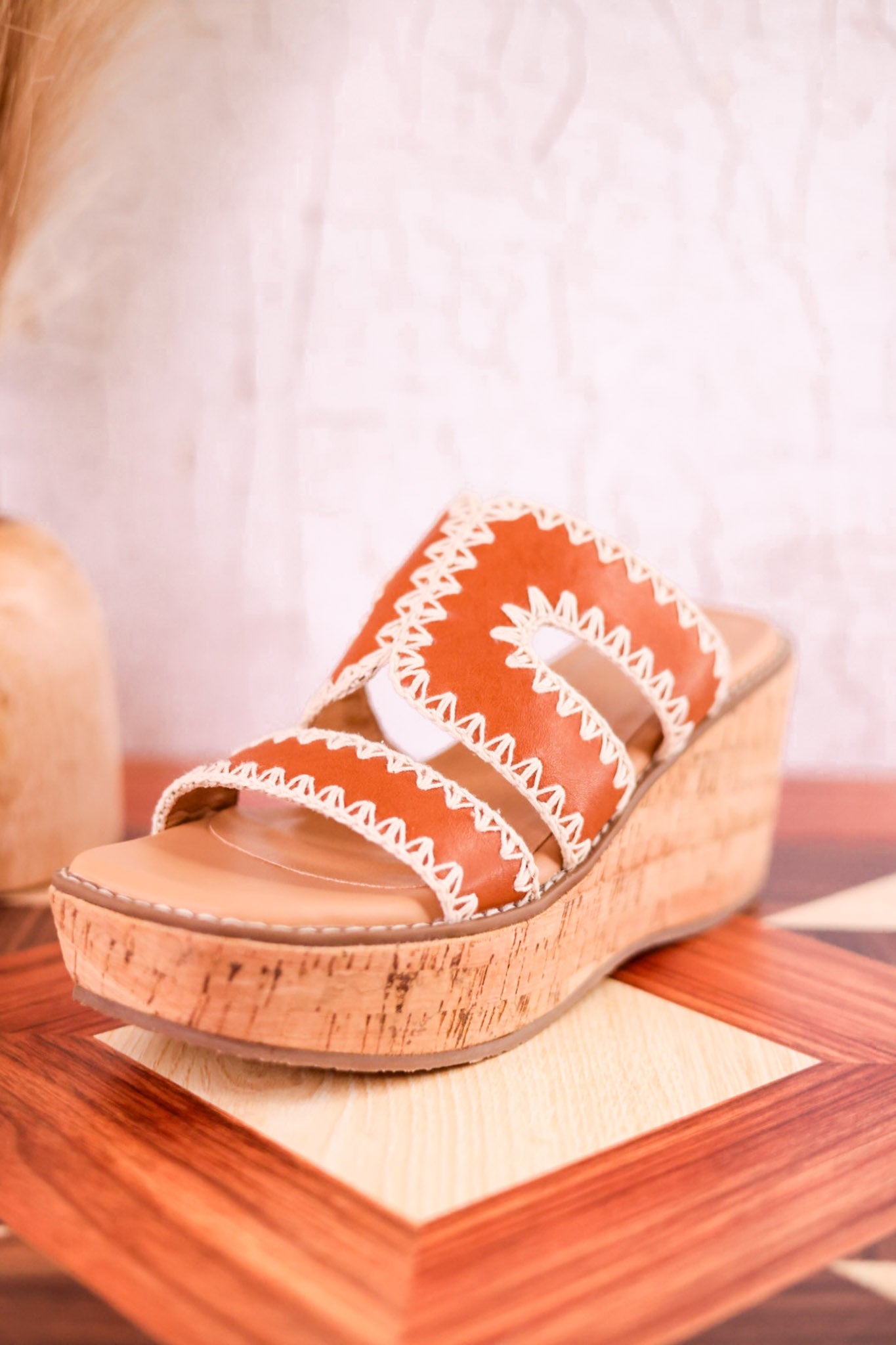 The "Tracie" Tan & Cream Slide Sandal