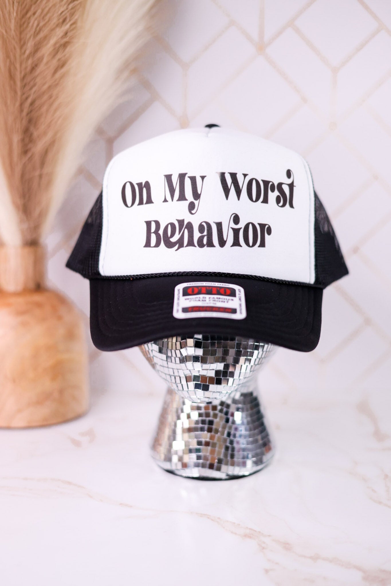 "On My Worst Behavior" Trucker Hat