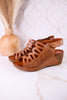 Innocencia Brown Leather Wedge Sandals