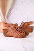 Innocencia Brown Leather Wedge Sandals