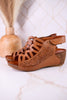 Innocencia Brown Leather Wedge Sandals