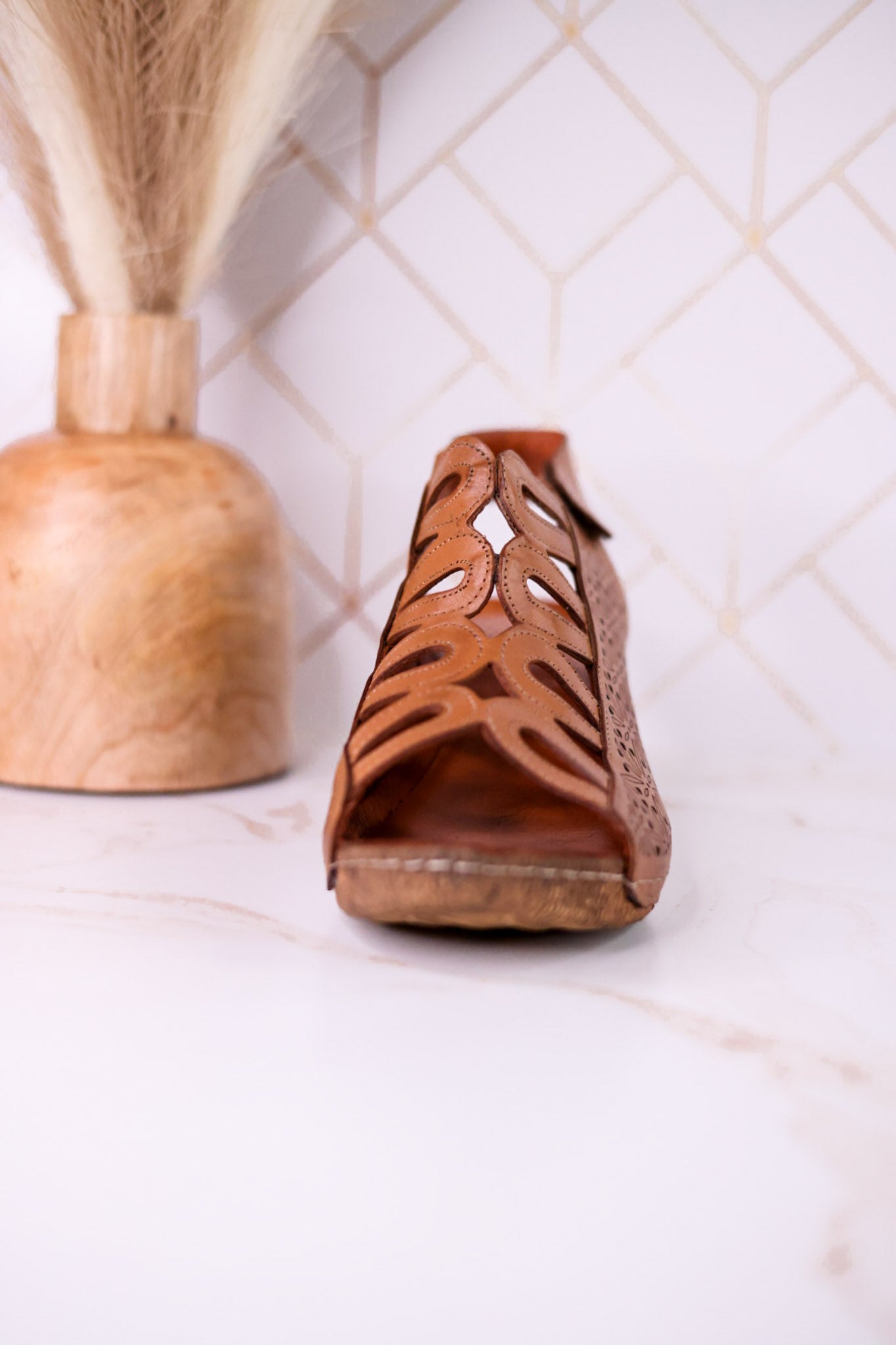 Innocencia Brown Leather Wedge Sandals