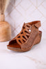 Innocencia Brown Leather Wedge Sandals