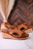 Hey Stranger Wedge Heels In Saddle Brown