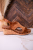Hey Stranger Wedge Heels In Saddle Brown
