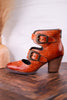 Embossed Leather Ankle Boots With Vintage Buckles