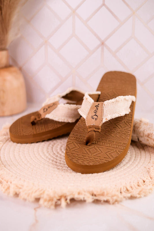 The Brexly Flip Flop Sandals with Natural Canvas Straps