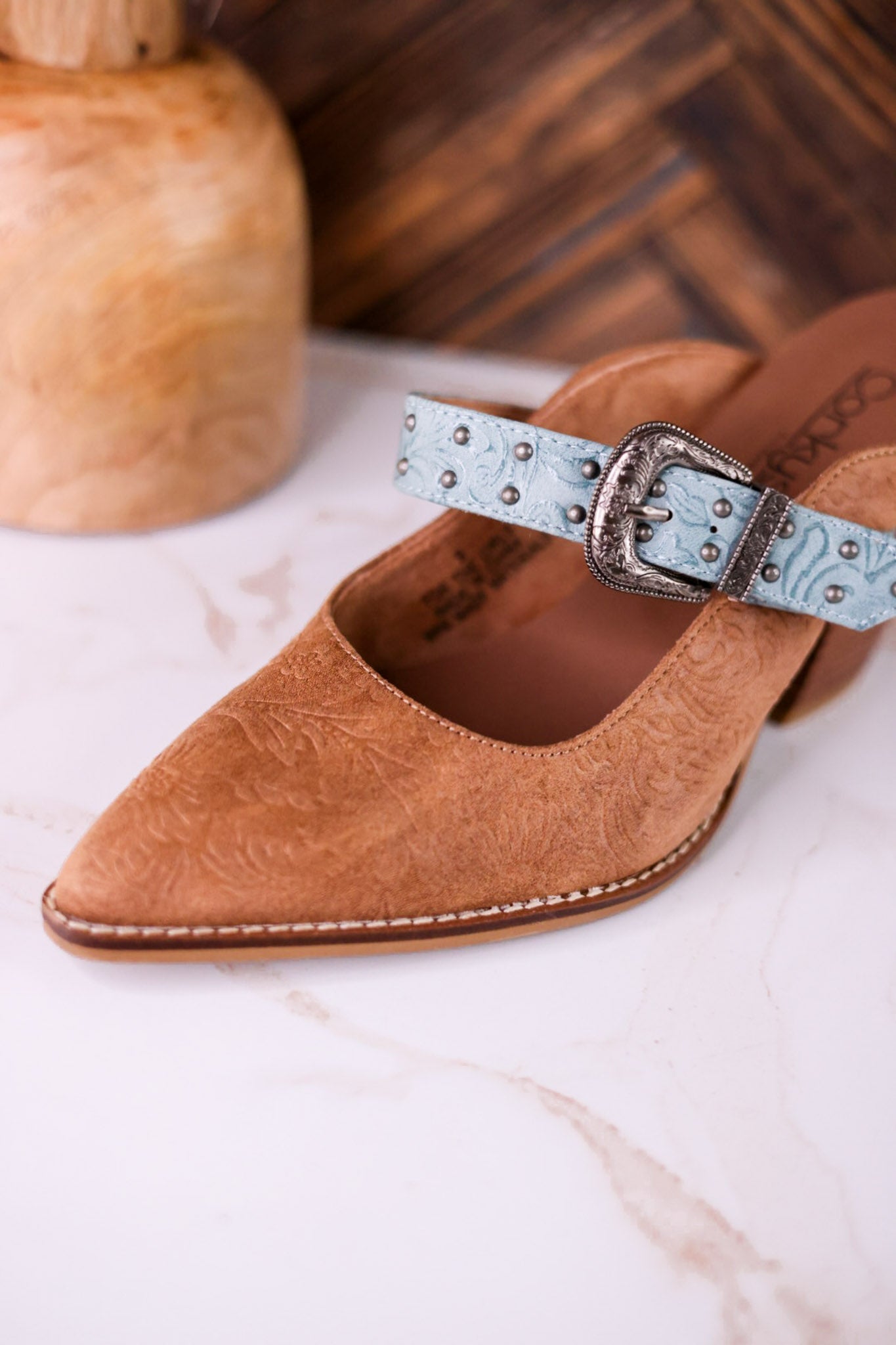 For The Girls Camel Mules With Heel In Camel Brown