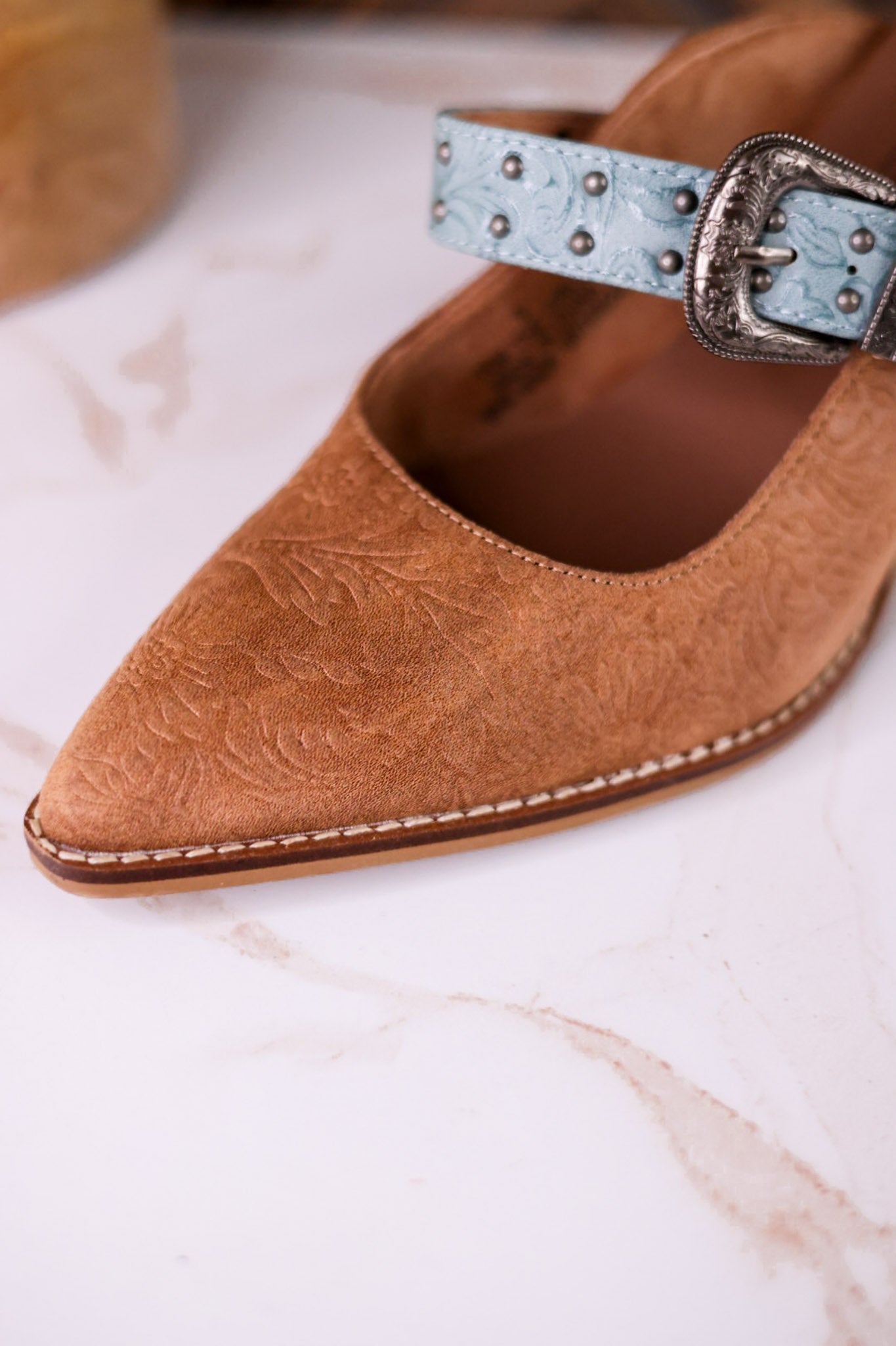 For The Girls Camel Mules With Heel In Camel Brown