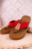 The Brexly Flip Flop Sandals with Red Canvas Straps
