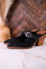 For The Girls Black Floral Embossed Mules With Heel