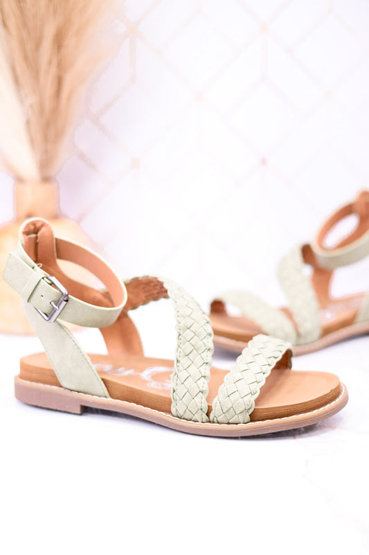 Sage Woven Ankle Strap Sandals