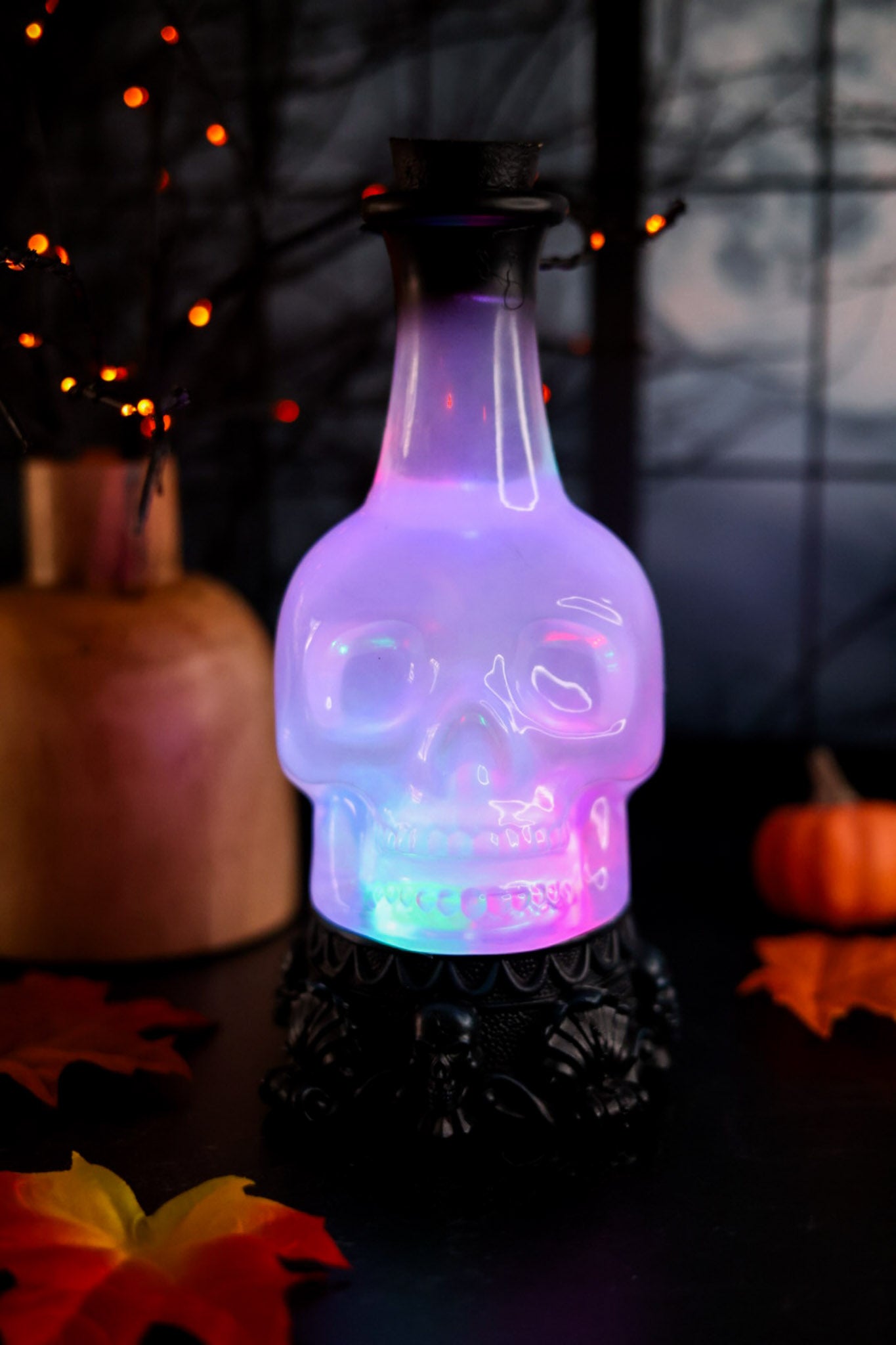 Acrylic Halloween Skull Bottle Water Globe W/ Sound