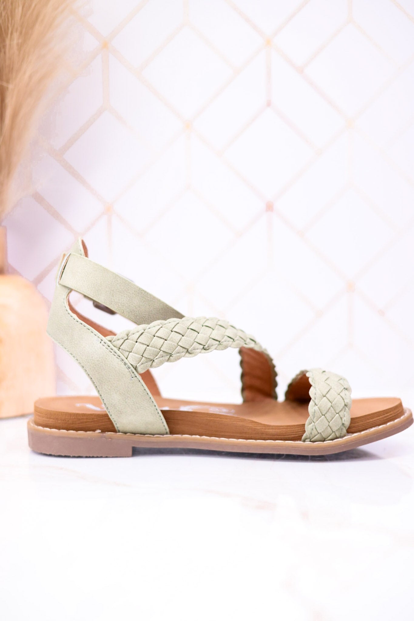 Sage Woven Ankle Strap Sandals