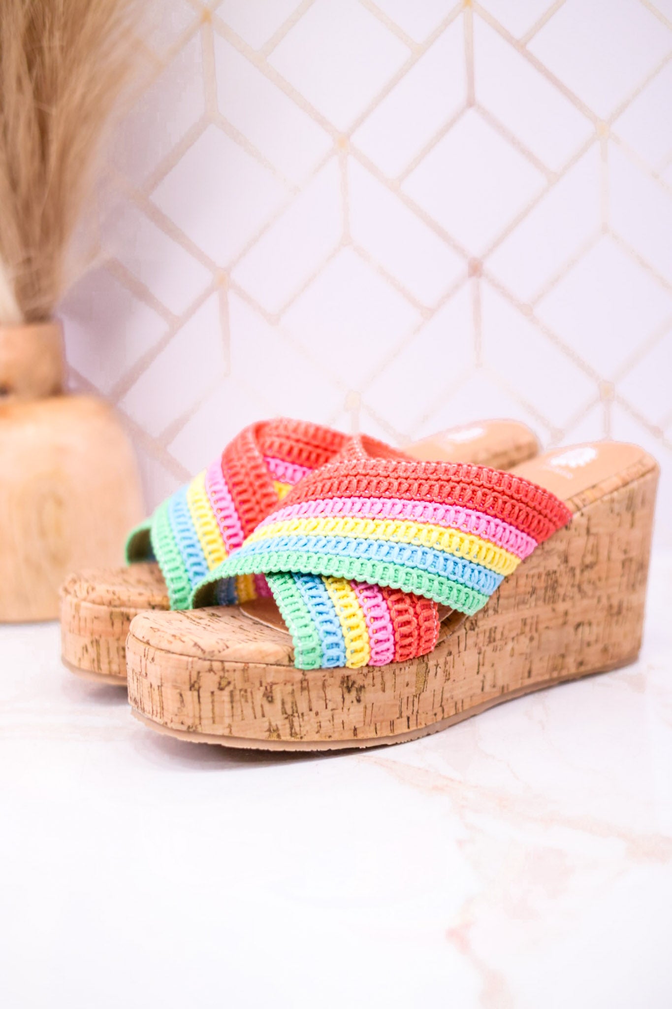 Womens Sandals Colorful Wedge Sandals Rainbow Colored Wedge Sandal