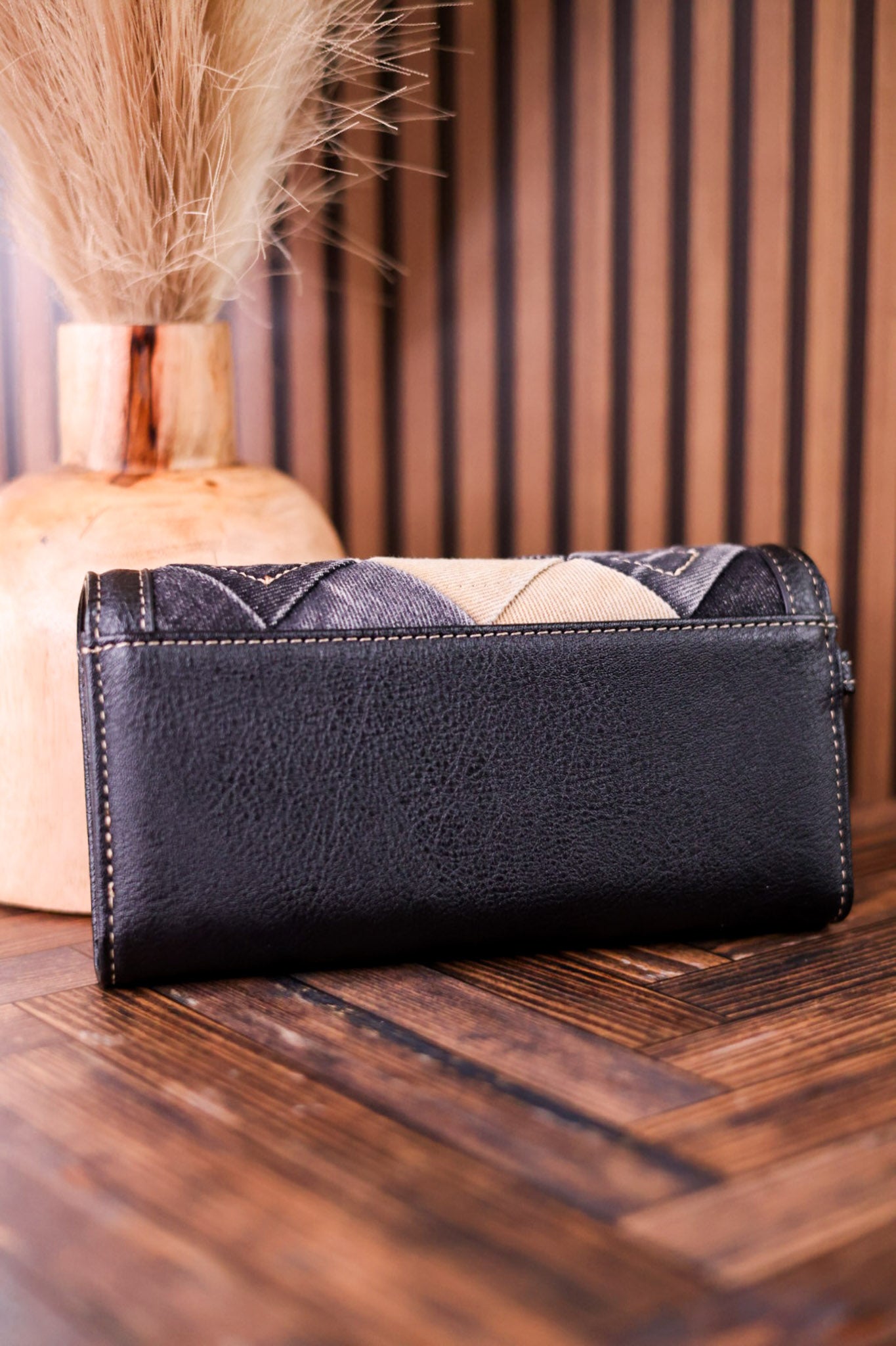 Black Wrangler Denim Tri Fold Convertible Wallet
