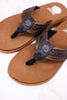 Black Western Inspired "Galya" Sandals W/ Stitching Details