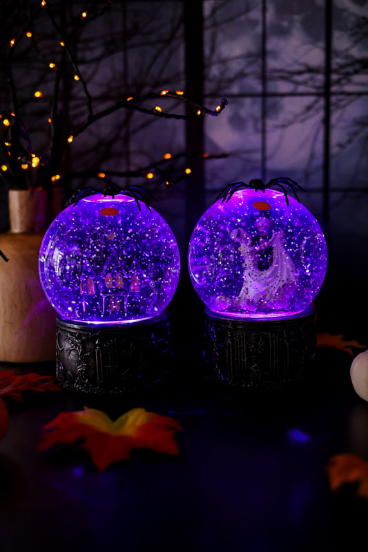 Acrylic Spooky Halloween Globes W/ Timer (Two Styles)