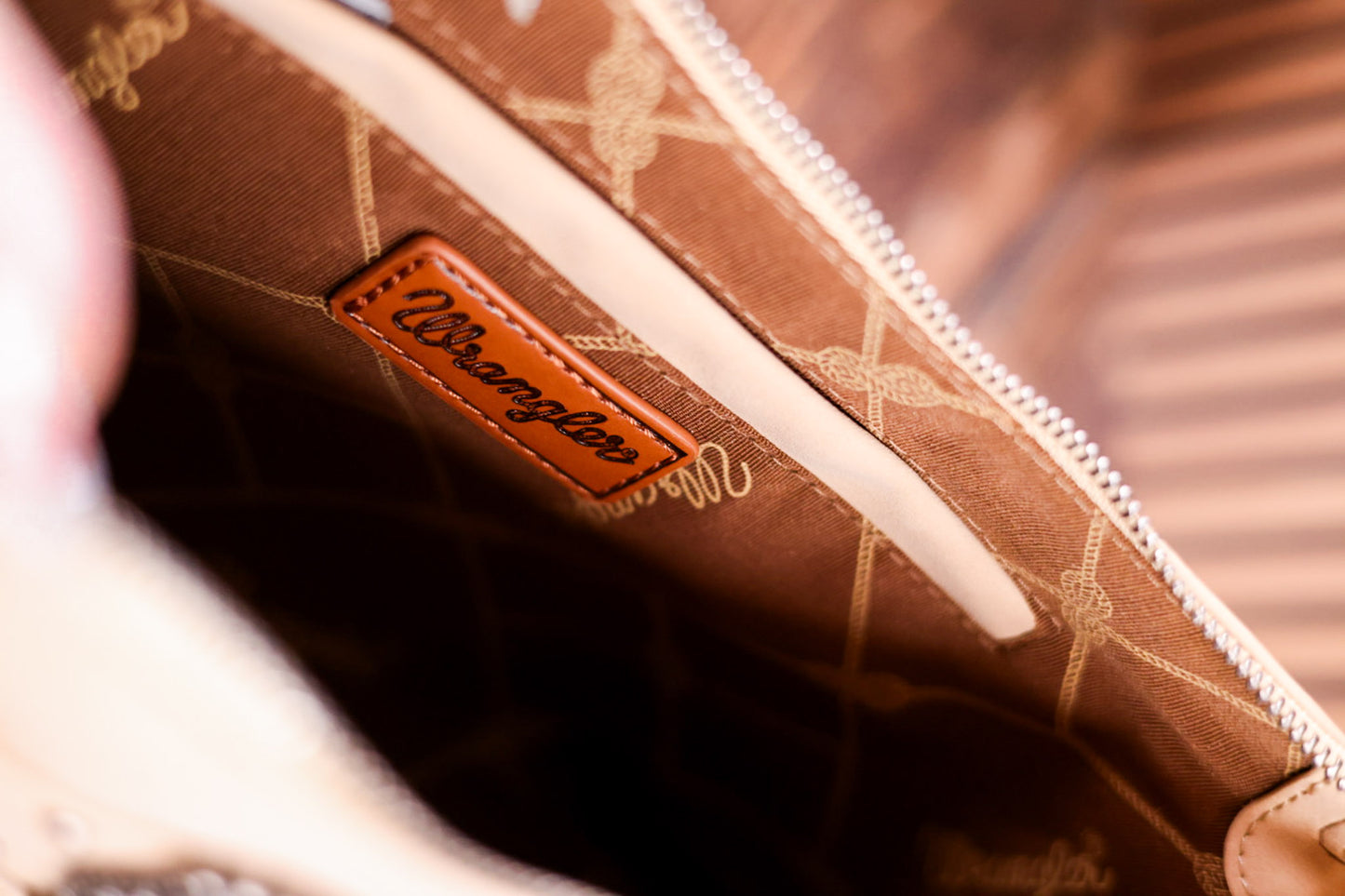 Tan Faux Leather Wrangler Belt Buckle Fringe Purse