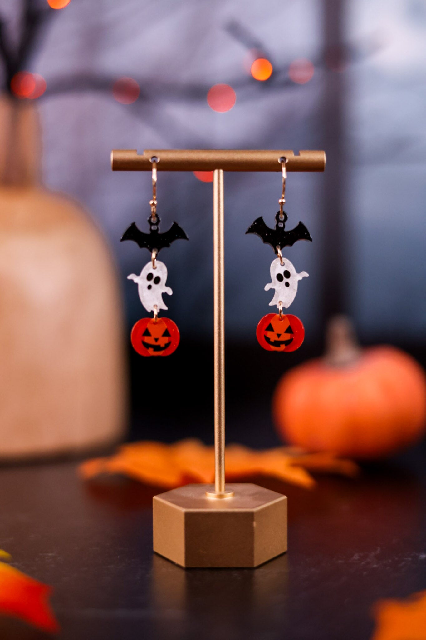Glittery Acrylic Halloween Dangle Earrings