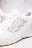 Trendy Wedge Sneakers W/ Floral Mesh Detail