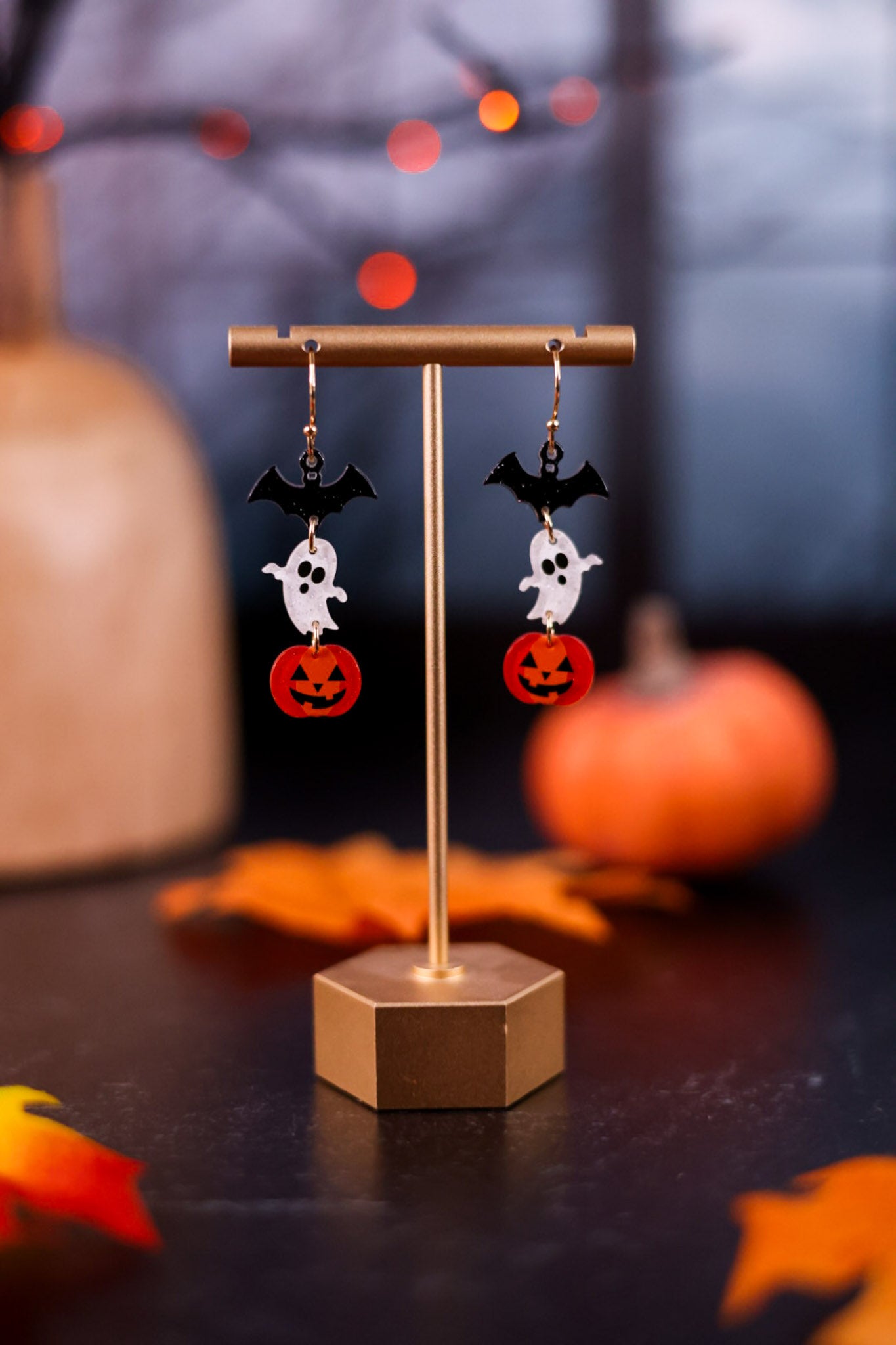 Glittery Acrylic Halloween Dangle Earrings