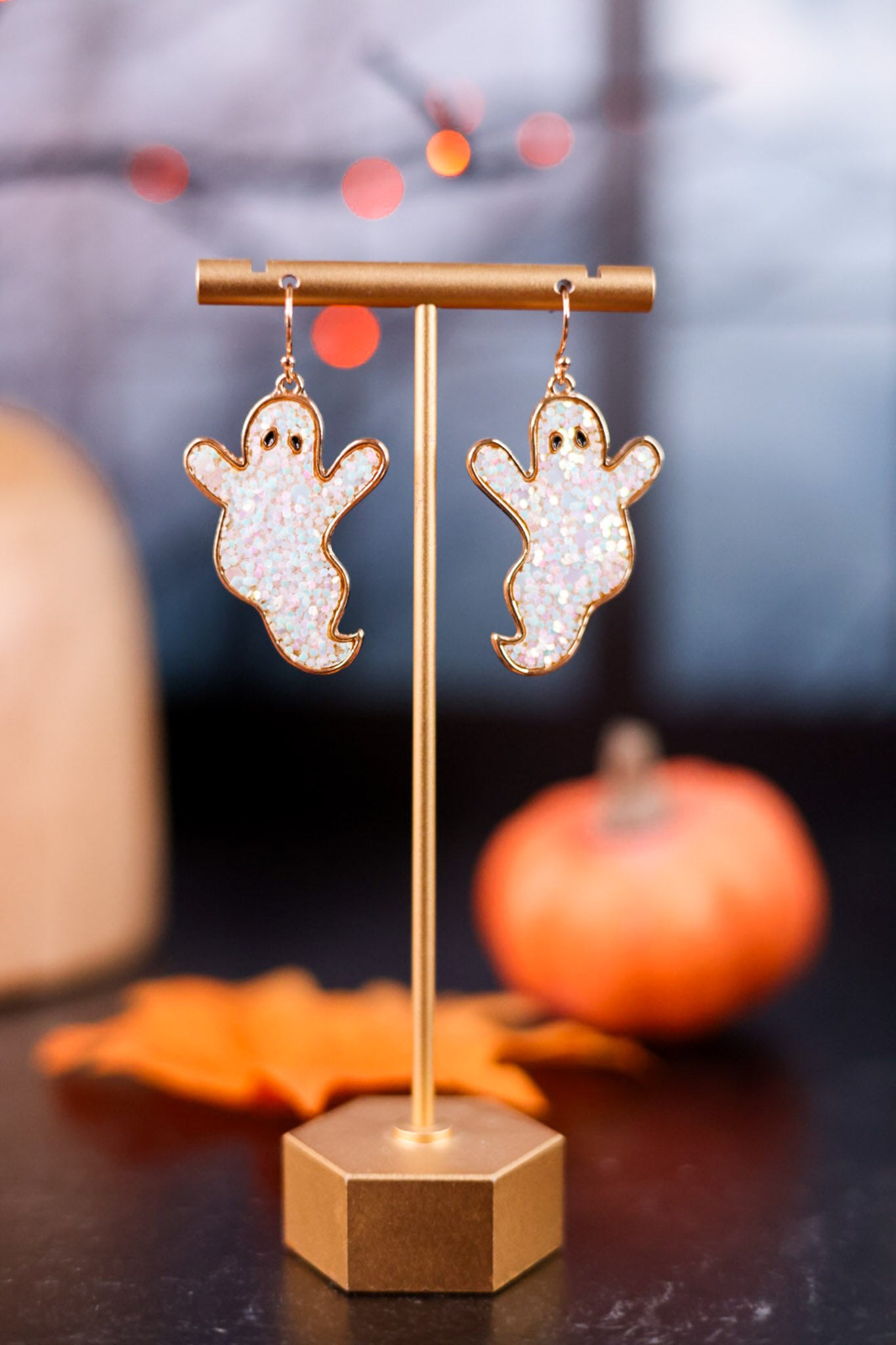 Gold & Glitter Ghost Earrings