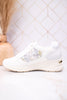 Trendy Wedge Sneakers W/ Floral Mesh Detail
