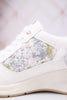 Trendy Wedge Sneakers W/ Floral Mesh Detail