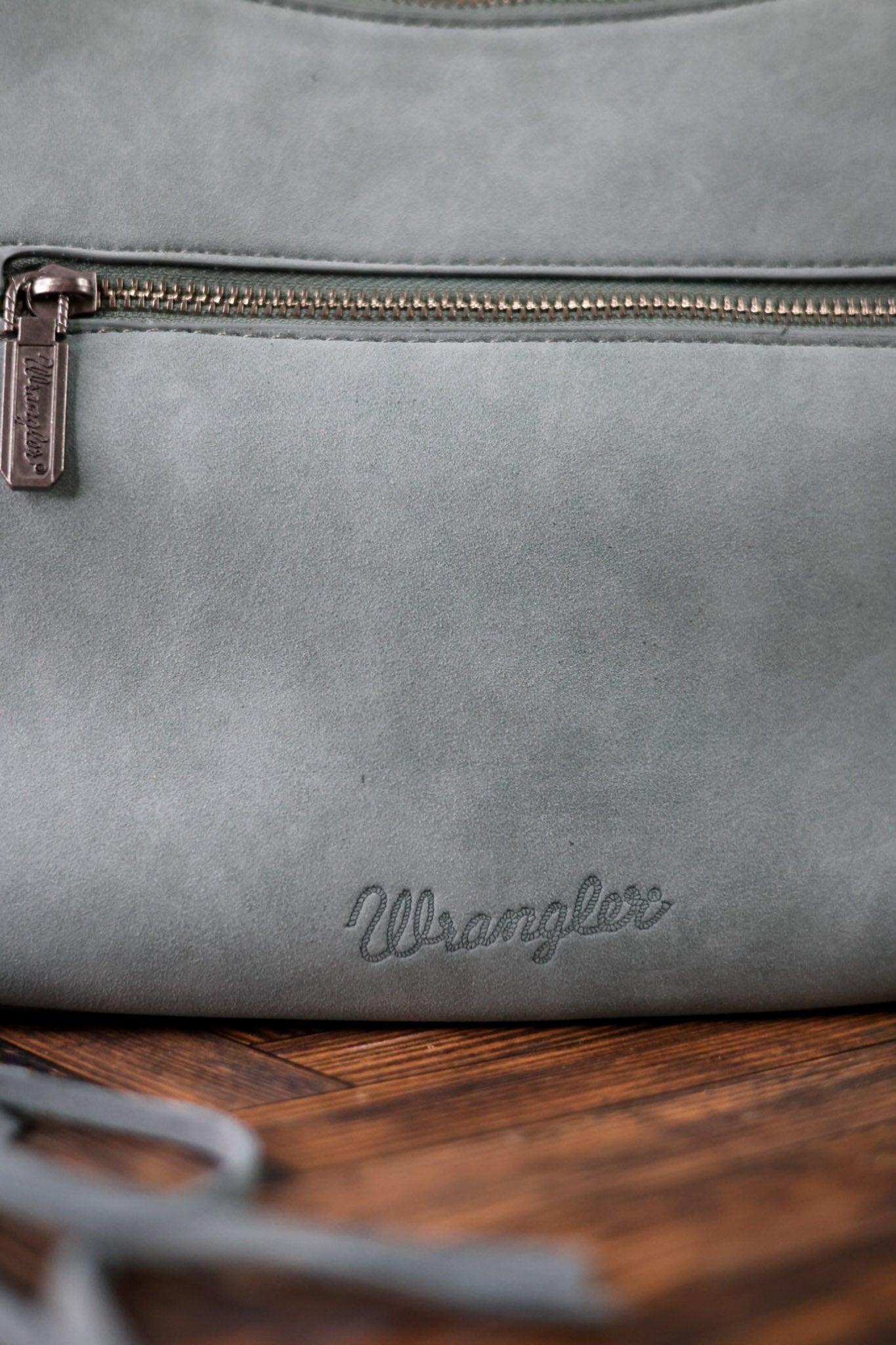 Blue Faux Leather Wrangler Belt Buckle Fringe Purse