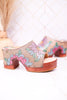 Hand Painted Floral Leather Platform Sandals