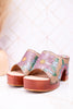 Hand Painted Floral Leather Platform Sandals